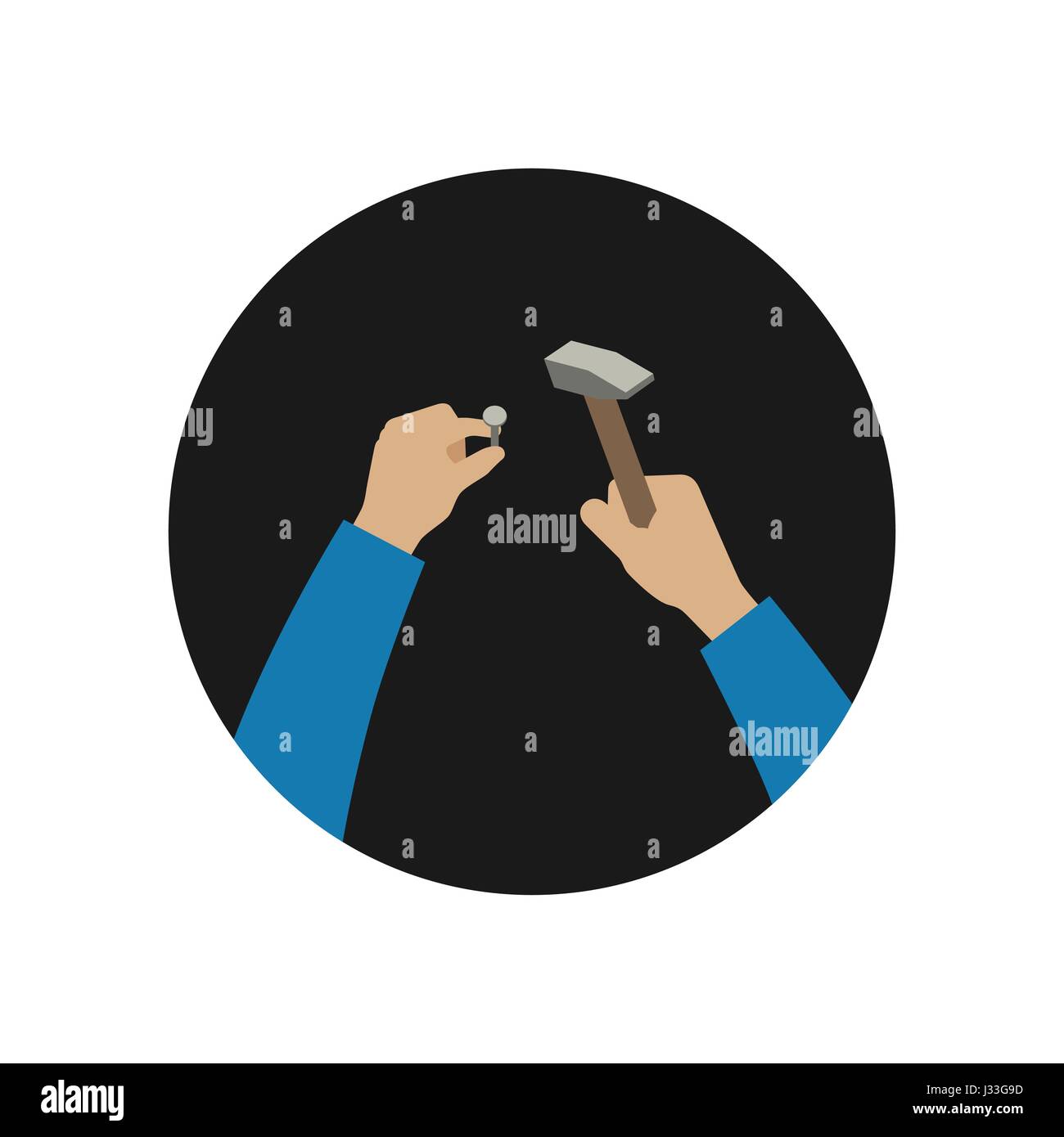 Hand holding hammer vector hi-res stock photography and images - Alamy