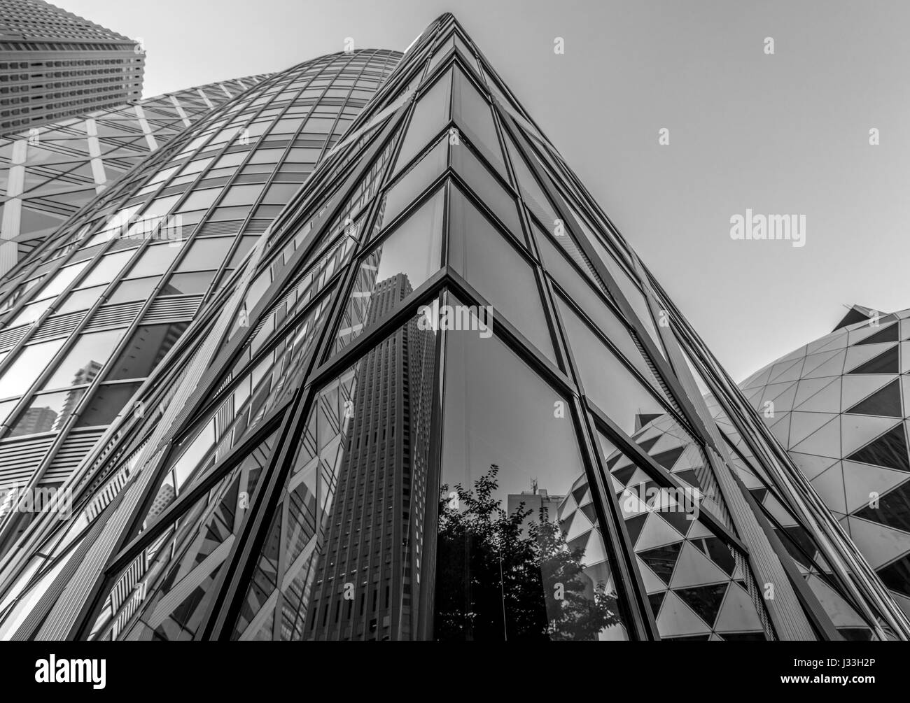 Street level view of Mode Gakuen Cocoon Tower educational facility located in the Nishi-Shinjuku district, Tokyo, Japan. Stock Photo