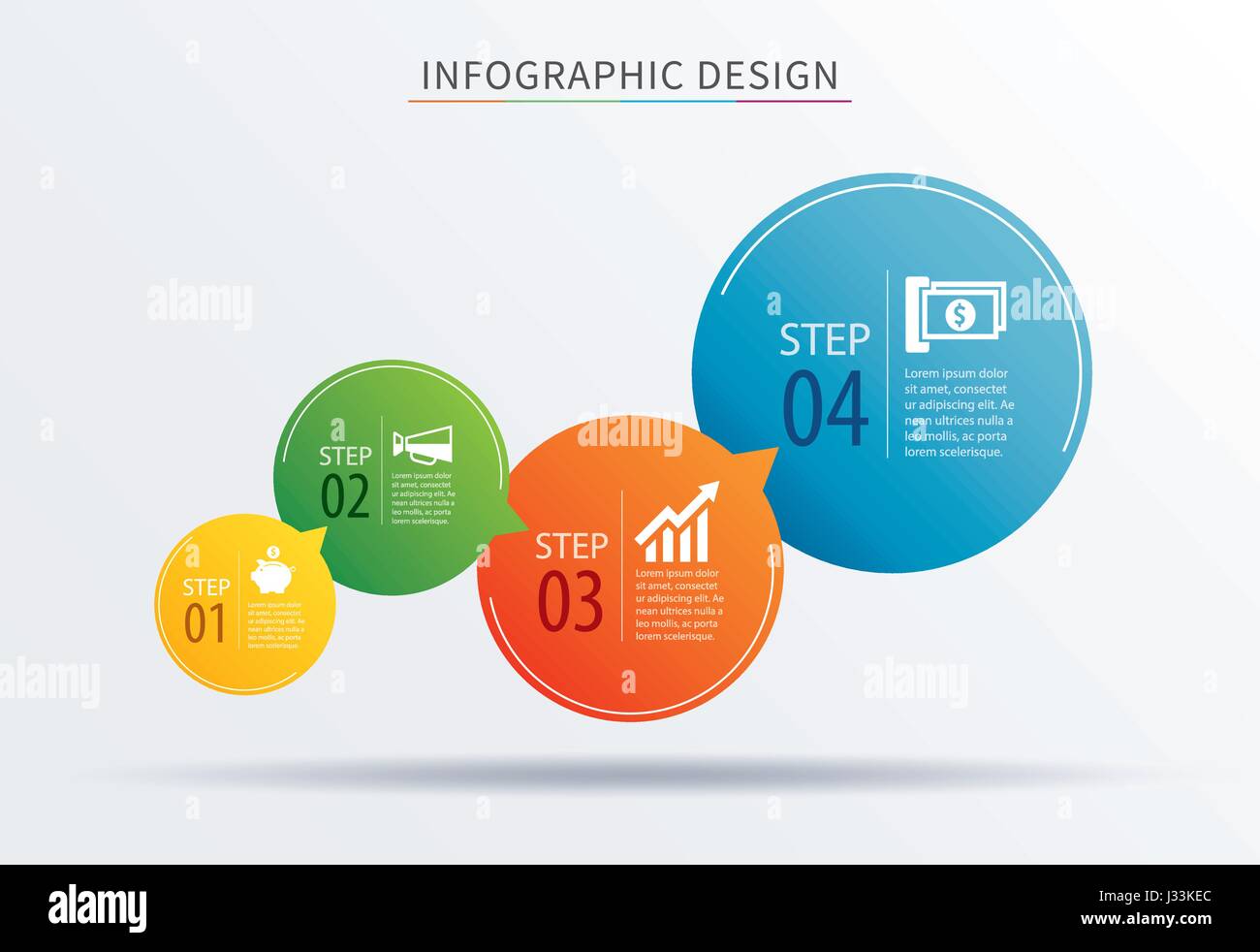 Infographics Circle Number 4 Step Template Vector Illustration