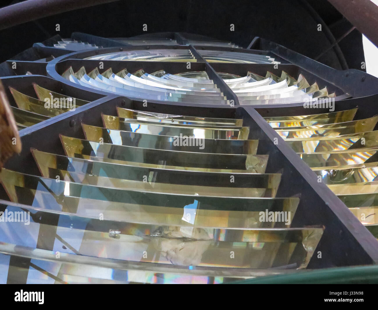 Elbow Reef traditional lighthouse lenses detail, in Hope Town, Bahamas