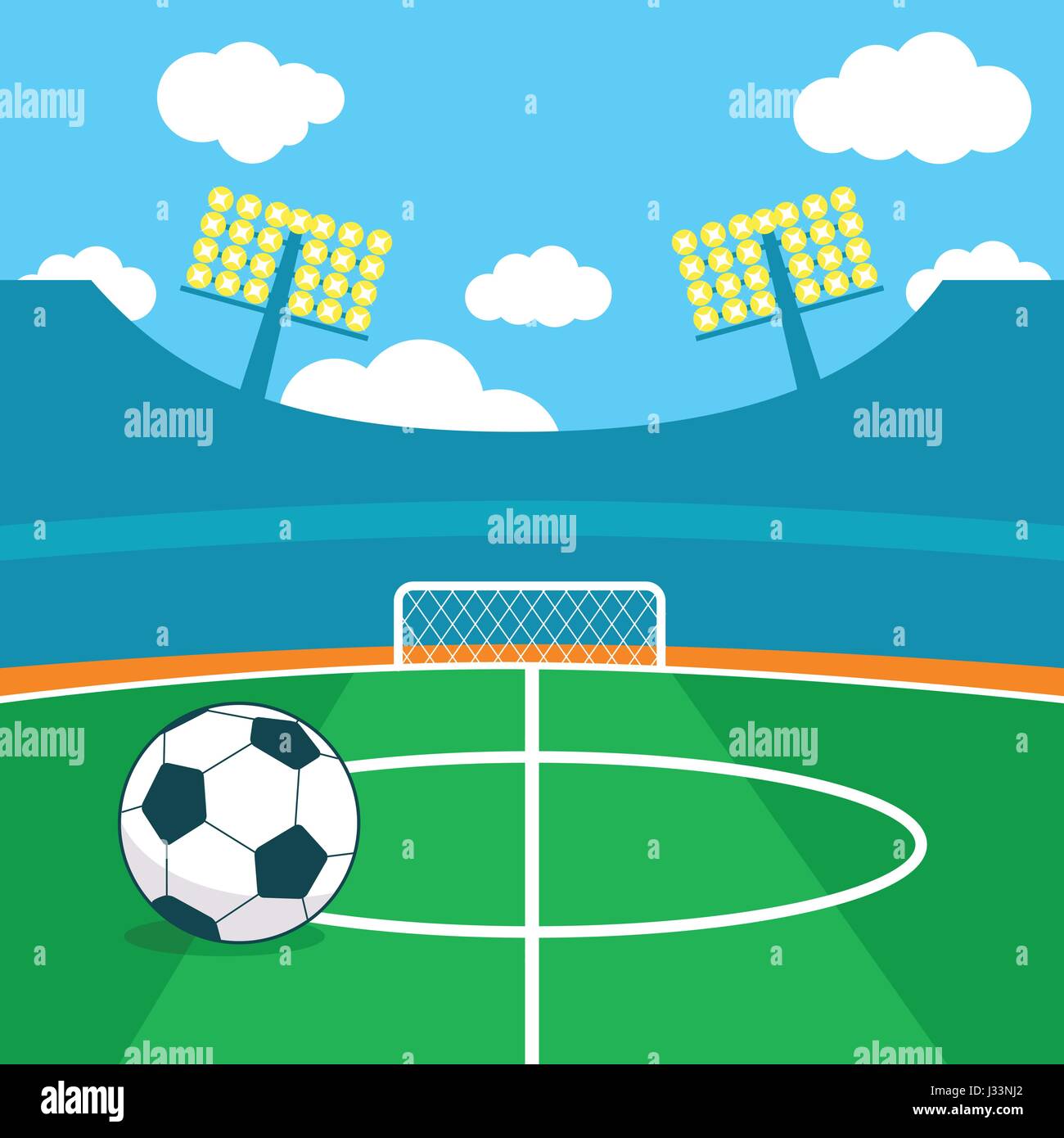 Soccer stadium and a soccer ball vector illustration Stock Vector