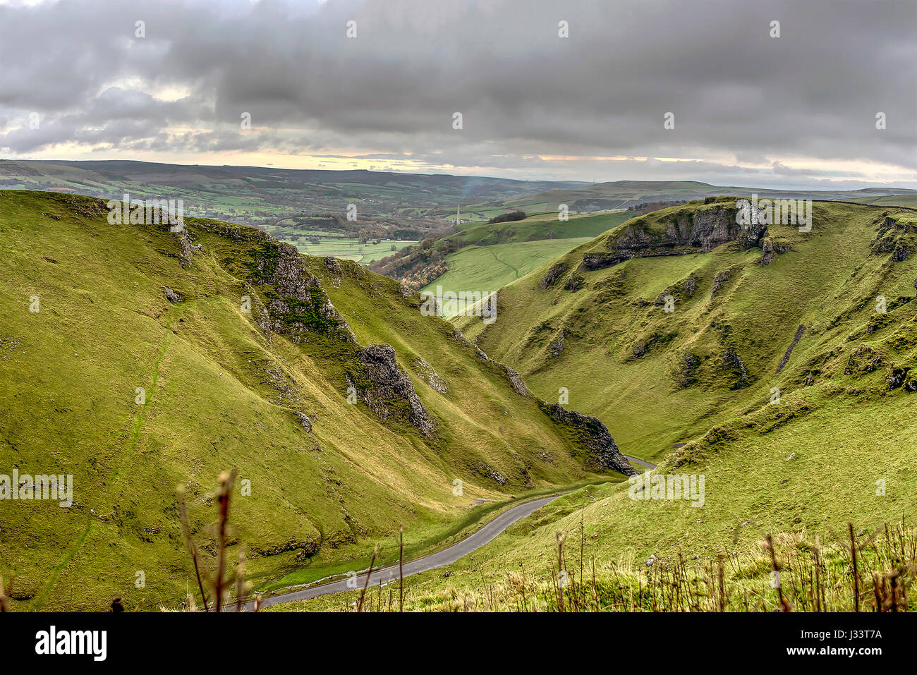 View from the top, mountainous landscape Stock Photo