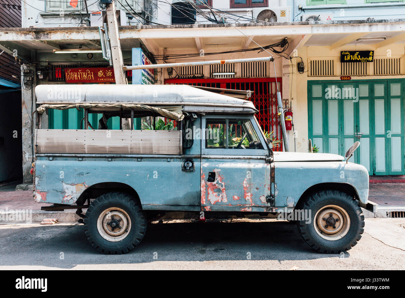 BANGKOK, THAILAND APRIL 24 Land Rover Series III Pickup parked on