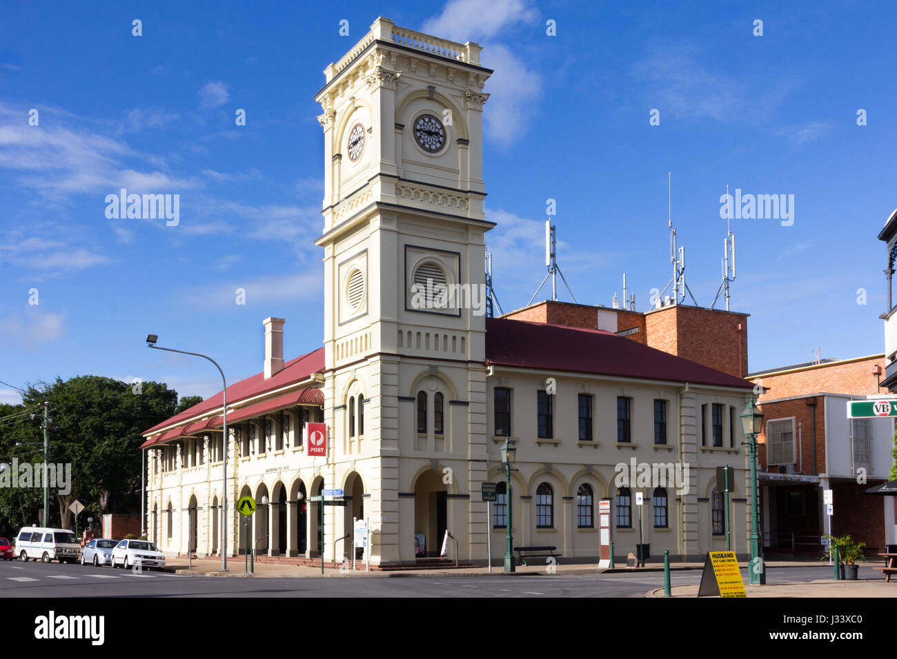 Mayborough Post Office with clock tower, Queensland, Australia Stock