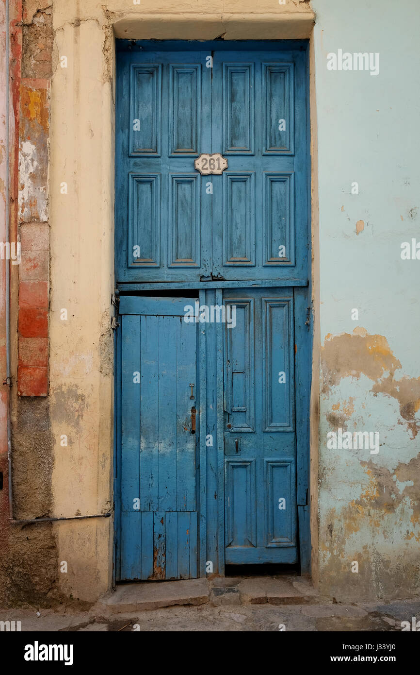 Cuban blue door Stock Photo