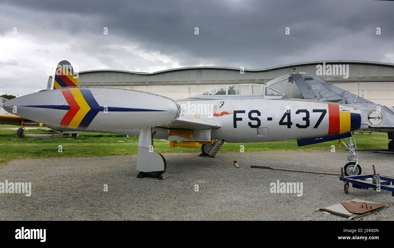 Republic F-84G Thunderjet exhibited by the association of the Ailes Anciennes de Toulouse in Blagnac, France. Stock Photo