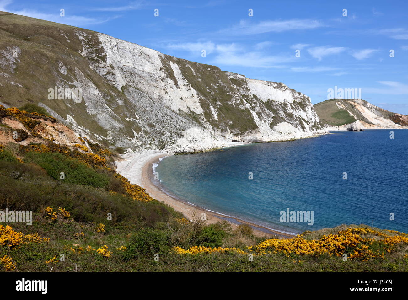 Crumbling chalk cliff face with wellestablished sea eroded talus cone