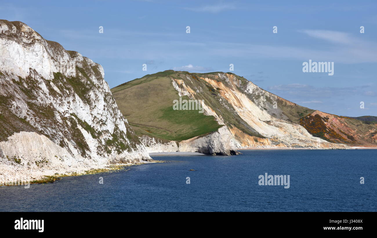 Crumbling chalk cliff face with wellestablished sea eroded talus cone