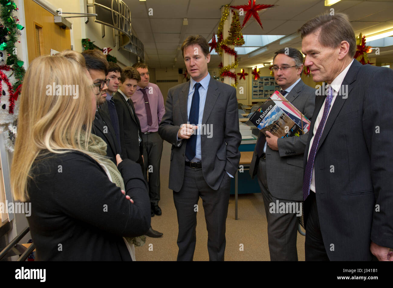 Lib Dem MP Nick Clegg portraits and visiting Heart FM radio station in Bristol Stock Photo
