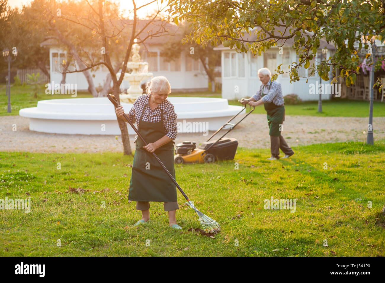 Old lady working in garden hi-res stock photography and images - Alamy