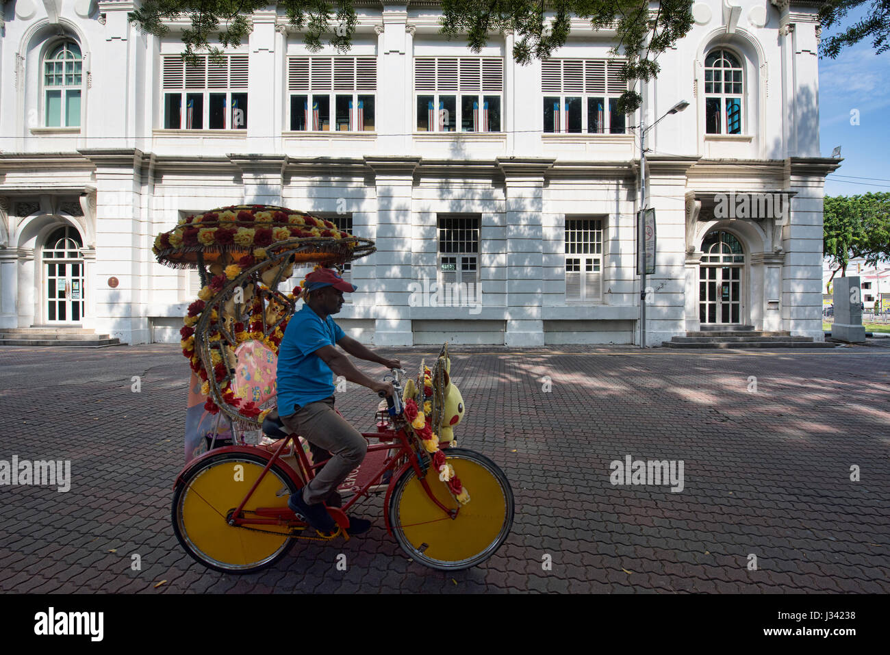 Rickshaw (trishaw) in UNESCO World Heritage Malacca, Malaysia Stock ...