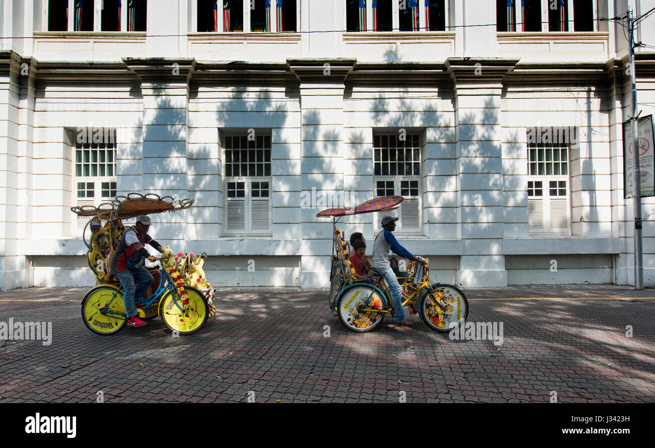 Rickshaw (trishaw) in UNESCO World Heritage Malacca, Malaysia Stock ...