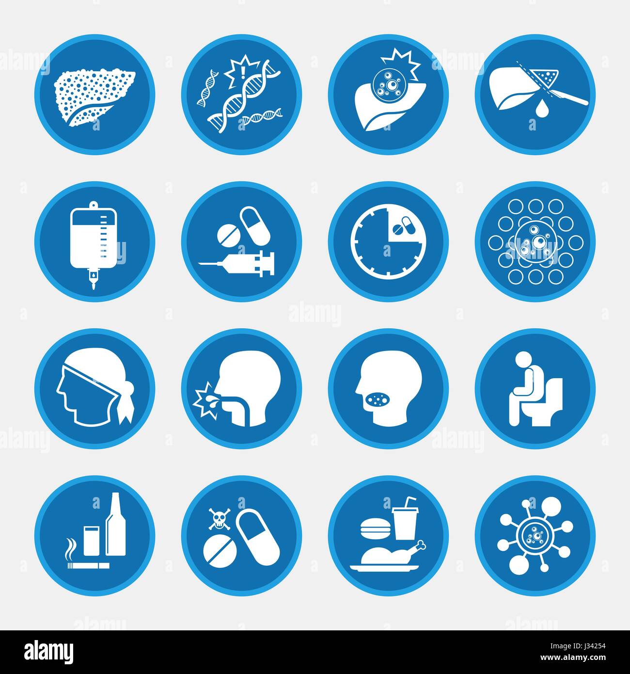 Liver cancer cause and treatment icons Stock Vector Image & Art Alamy