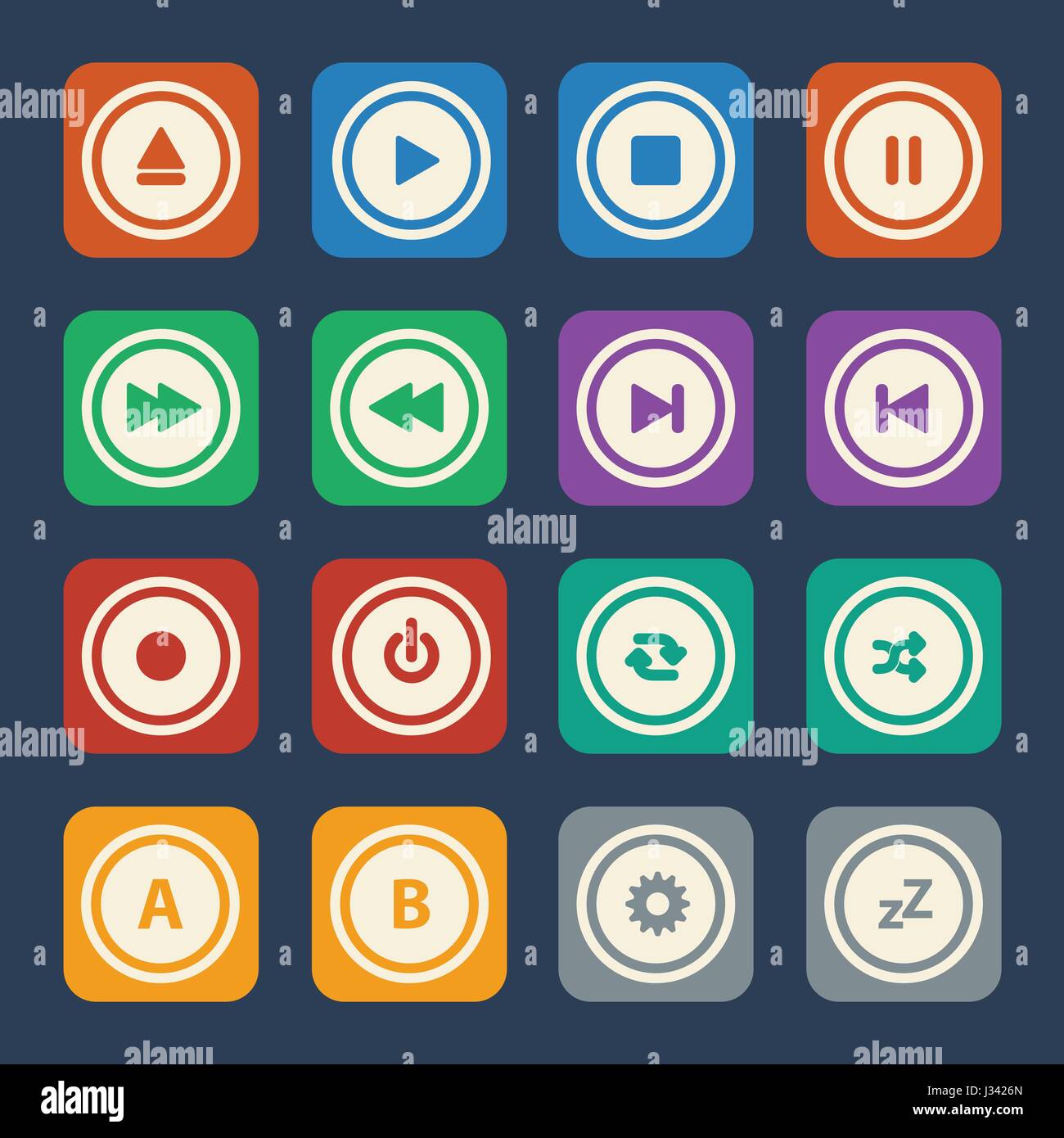 Media player buttons. Vector flat design Stock Vector Image & Art Alamy