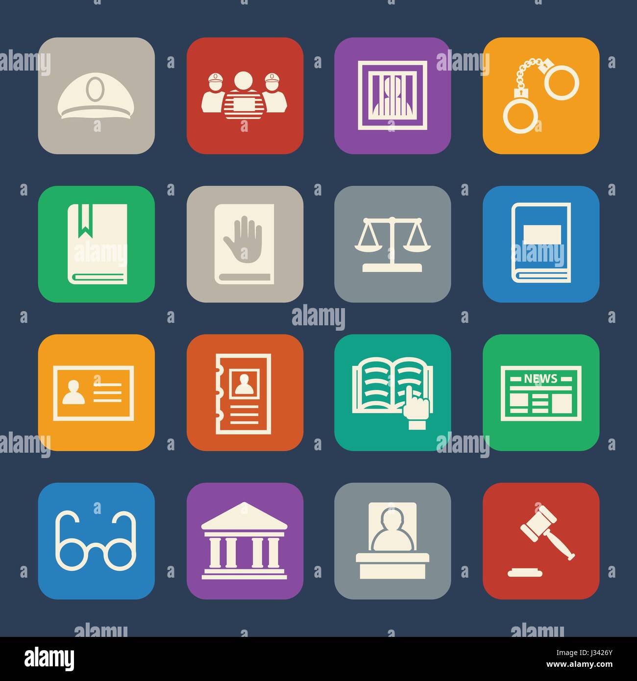 Legal, law and justice icons set. Flat design Stock Vector Image & Art ...