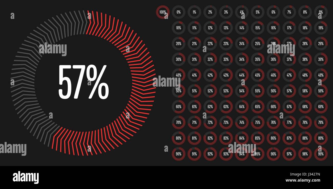 Set of circle percentage diagrams from 0 to 100 ready-to-use for web ...