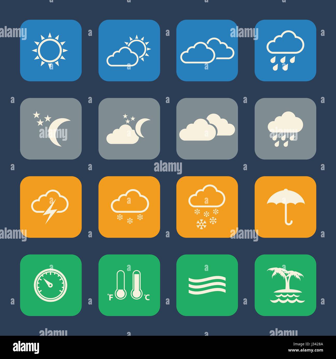 Weather Icons set. Flat design for site and Mobile applications