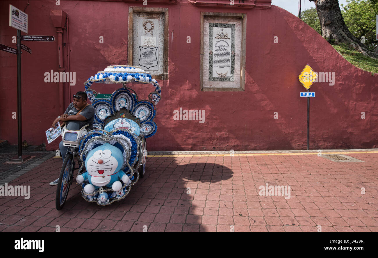 Rickshaw (trishaw) in UNESCO World Heritage Malacca, Malaysia Stock ...