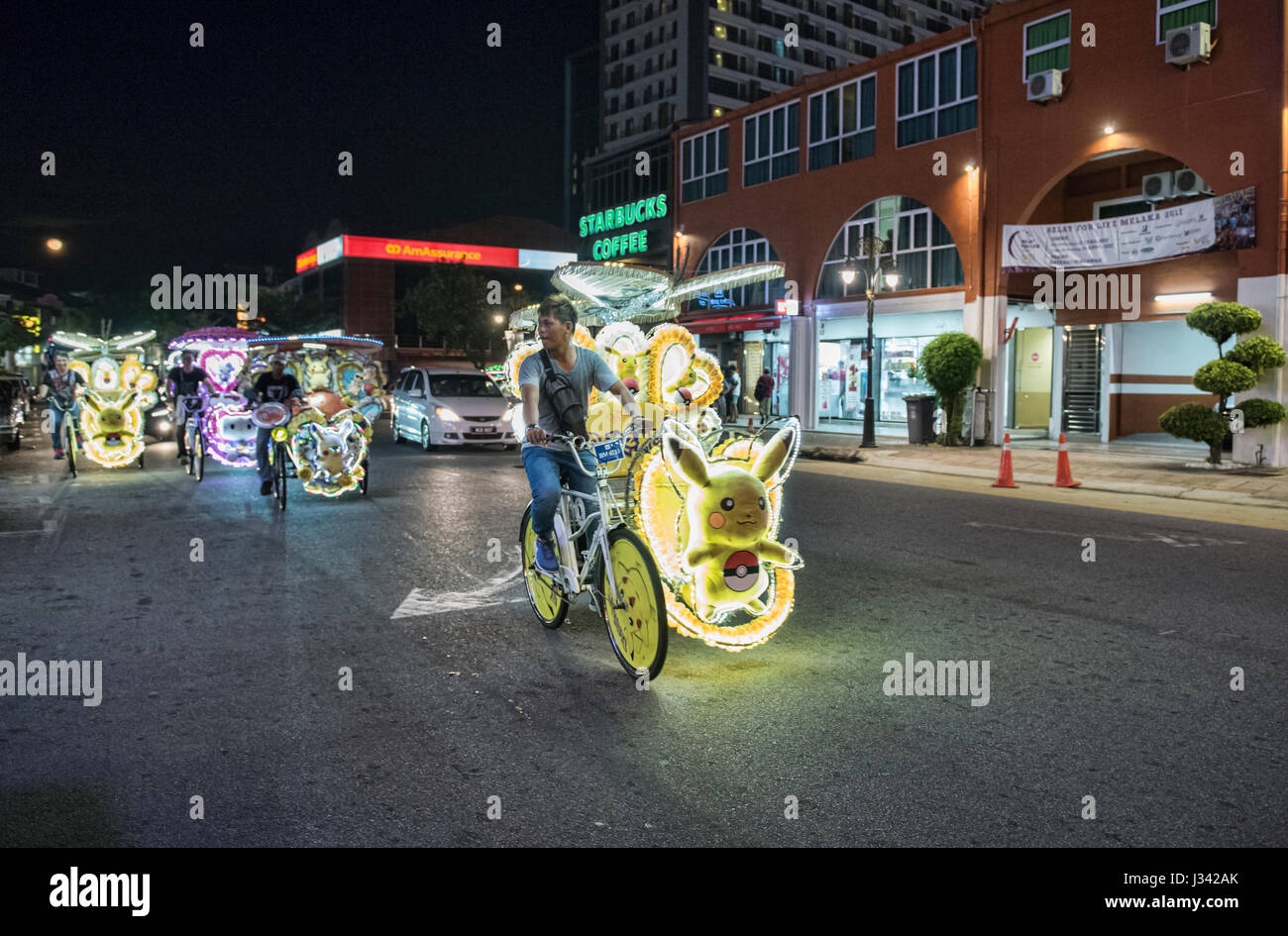 Rickshaw (trishaw) in UNESCO World Heritage Malacca, Malaysia Stock ...