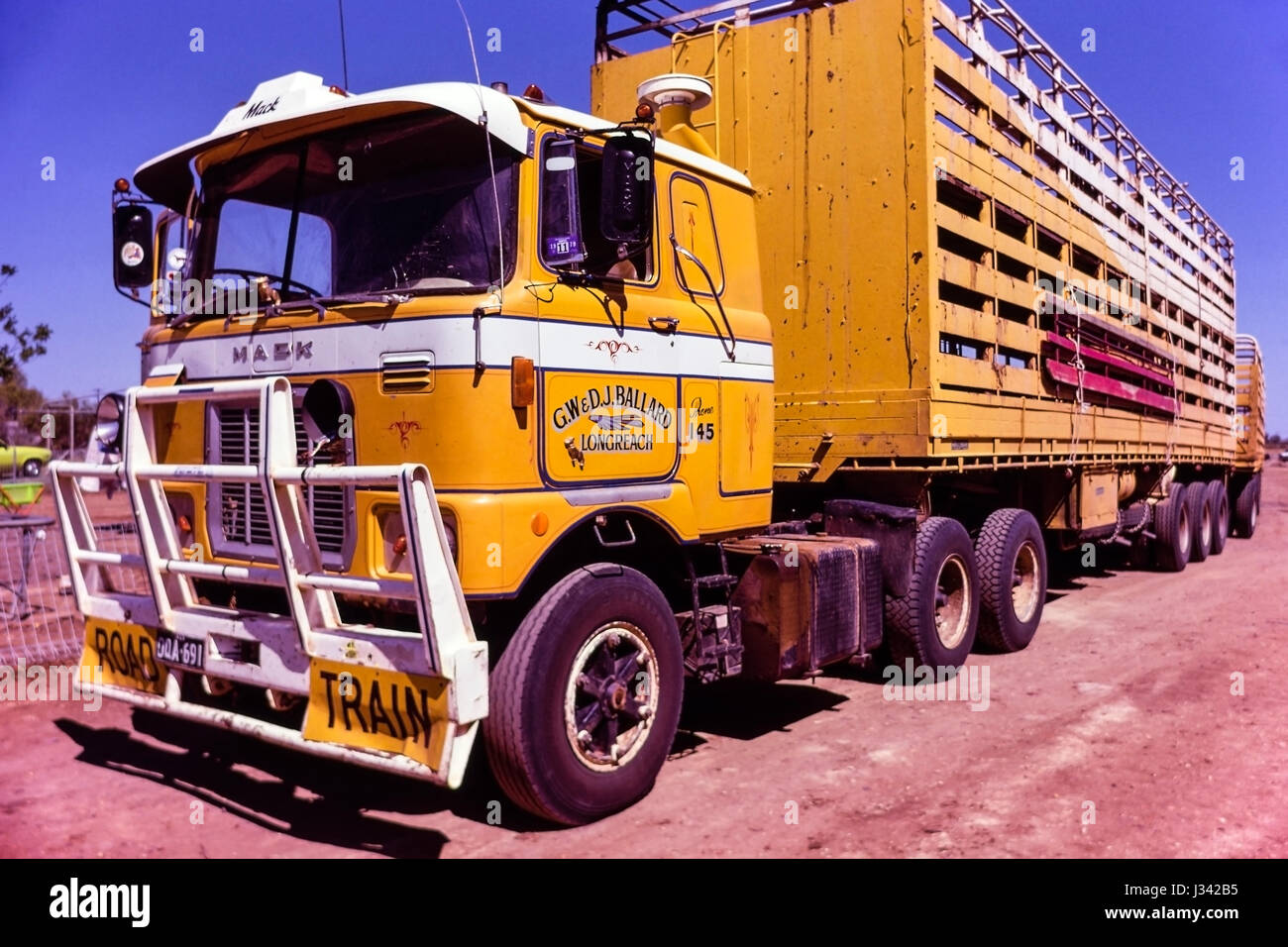 A Ballard road train from the 1980's parked in Longreach, Queensland, Australia. Stock Photo