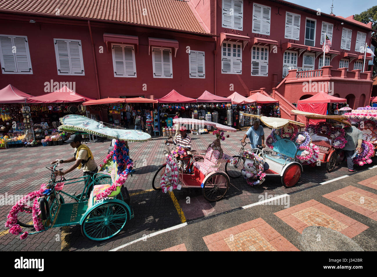 Rickshaws (trishaw) in UNESCO World Heritage Malacca, Malaysia Stock Photo
