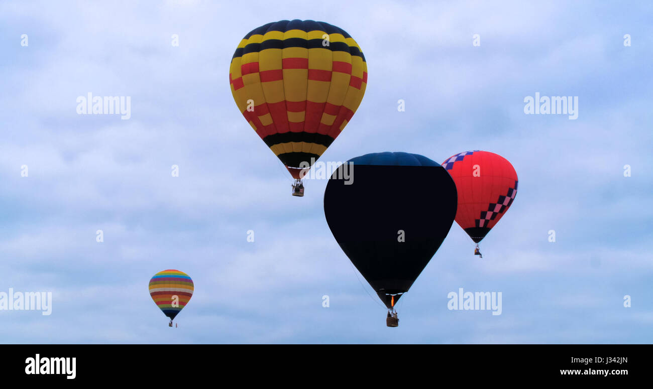 Colorful hot air baloons flying Stock Photo