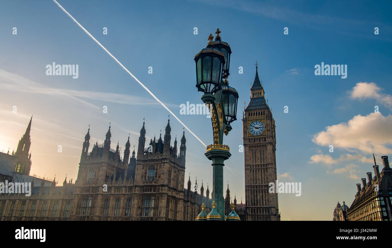 The House of Parliament and the Big Ben in London before sunset Stock Photo