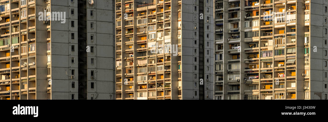 Belgrade, Serbia - Social Realism style concrete residential buildings from the Yugoslavian Communist era Stock Photo