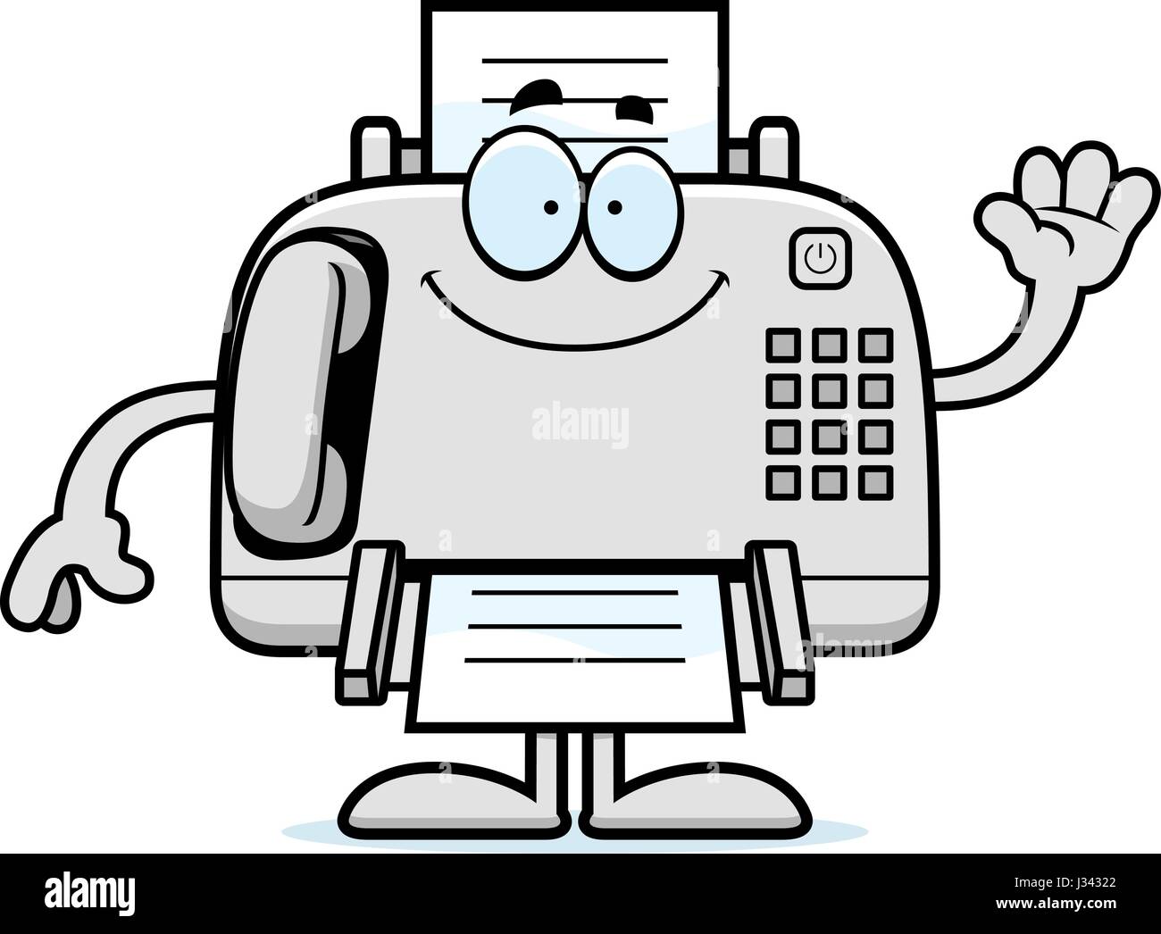 A cartoon illustration of a fax machine waving Stock Vector Image & Art