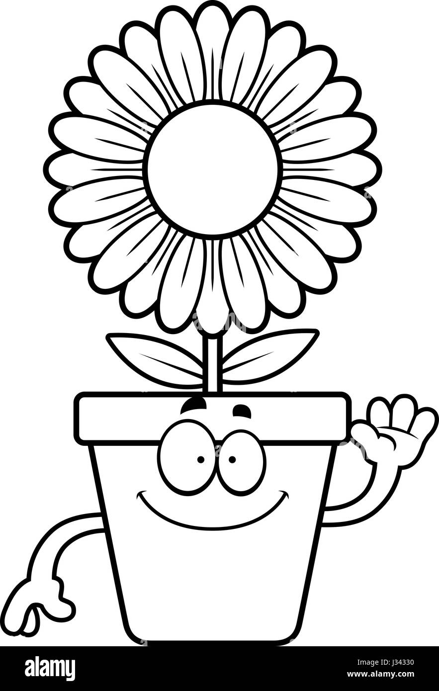 A cartoon illustration of a flowerpot waving Stock Vector Image & Art -  Alamy