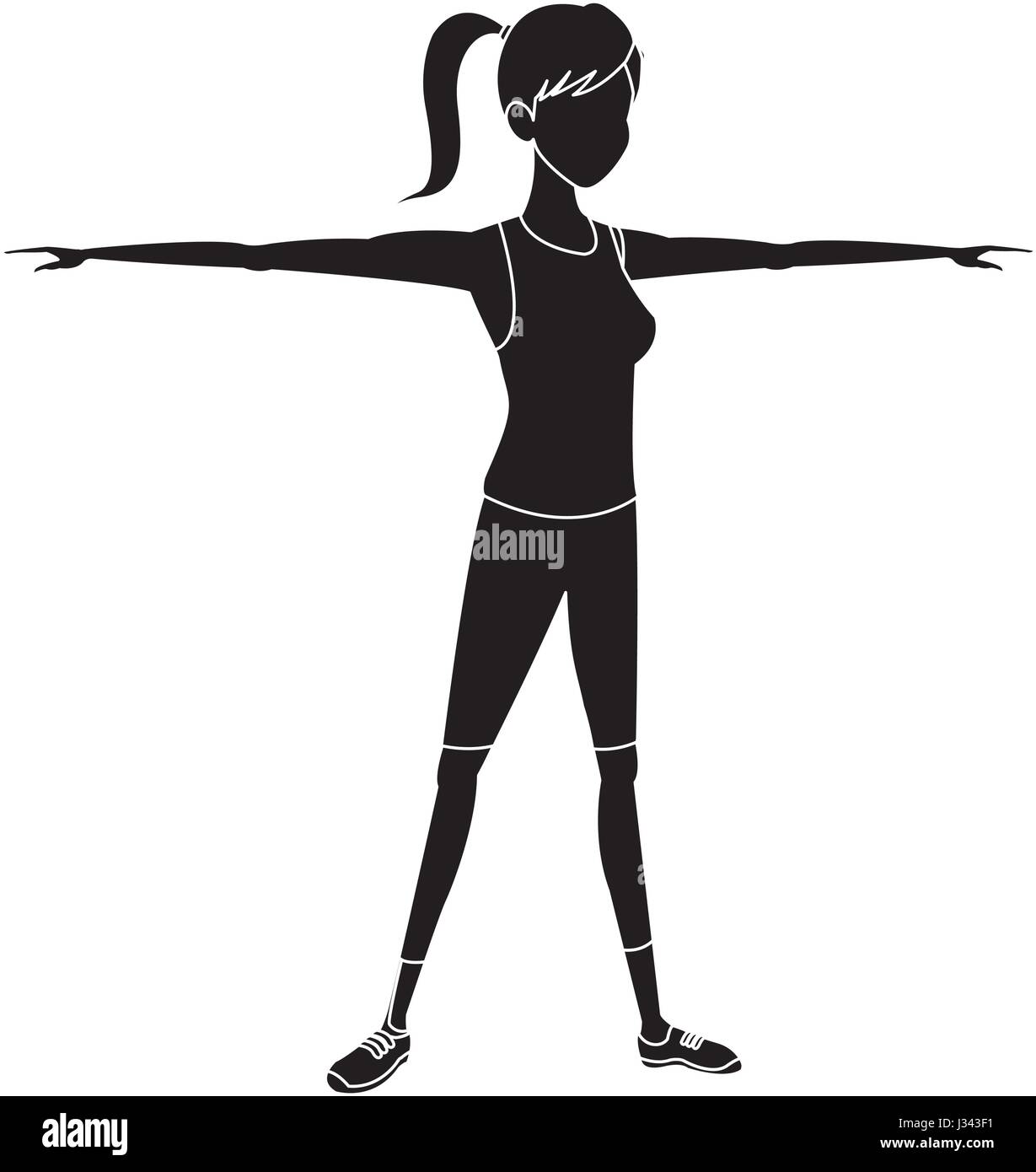 Silhouette sport girl open arms hi-res stock photography and images - Alamy