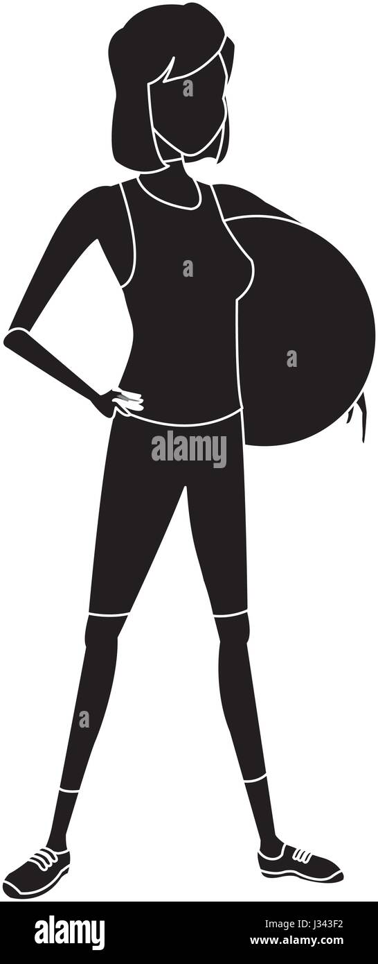 silhouette sport girl fitball athletic image Stock Vector Image & Art ...