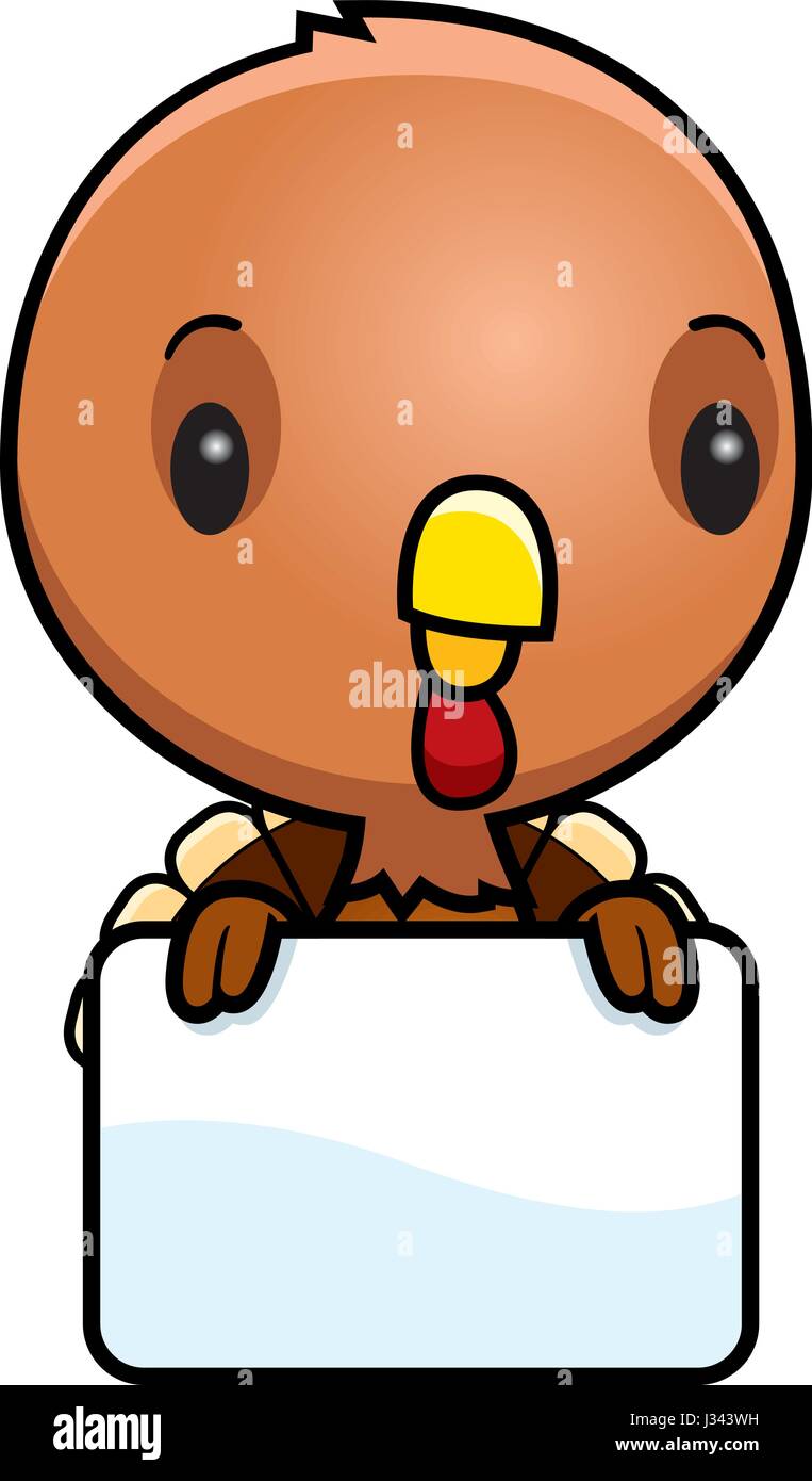 A cartoon illustration of a baby turkey with a blank sign Stock Vector  Image & Art - Alamy