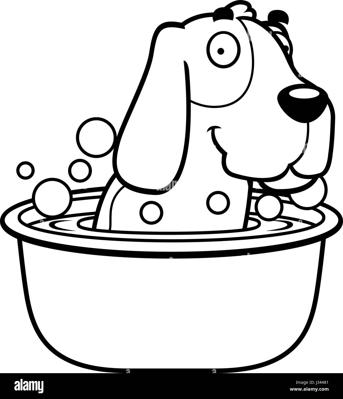 A cartoon illustration of a Basset Hound taking a bath Stock Vector ...