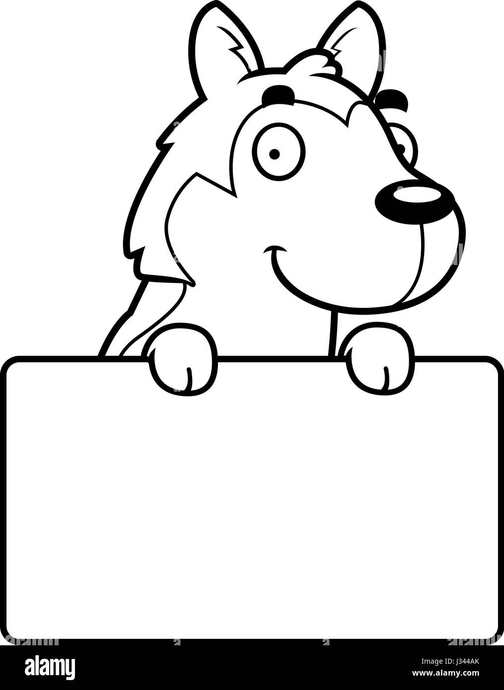 A cartoon illustration of a Husky with a sign Stock Vector Image & Art ...