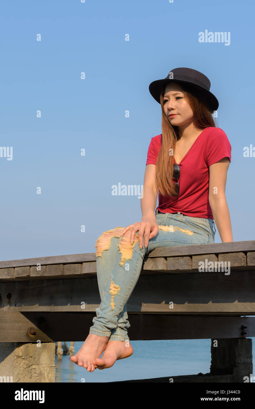 red t shirt blue jeans