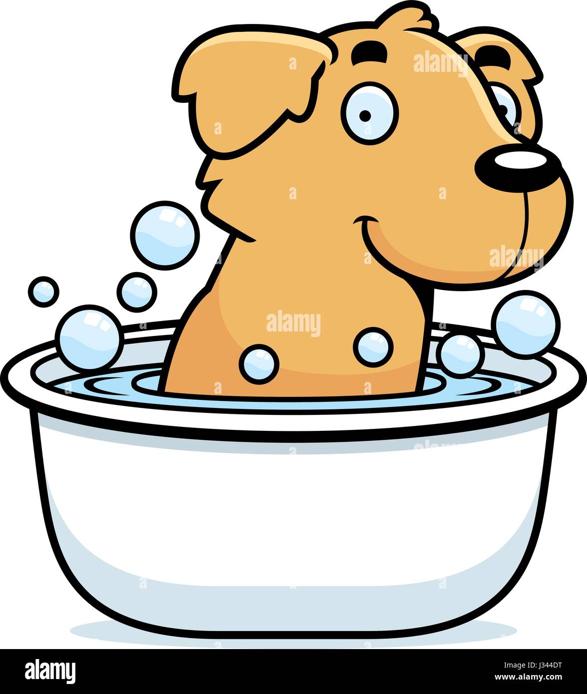 A cartoon illustration of a Golden Retriever taking a bath Stock Vector ...