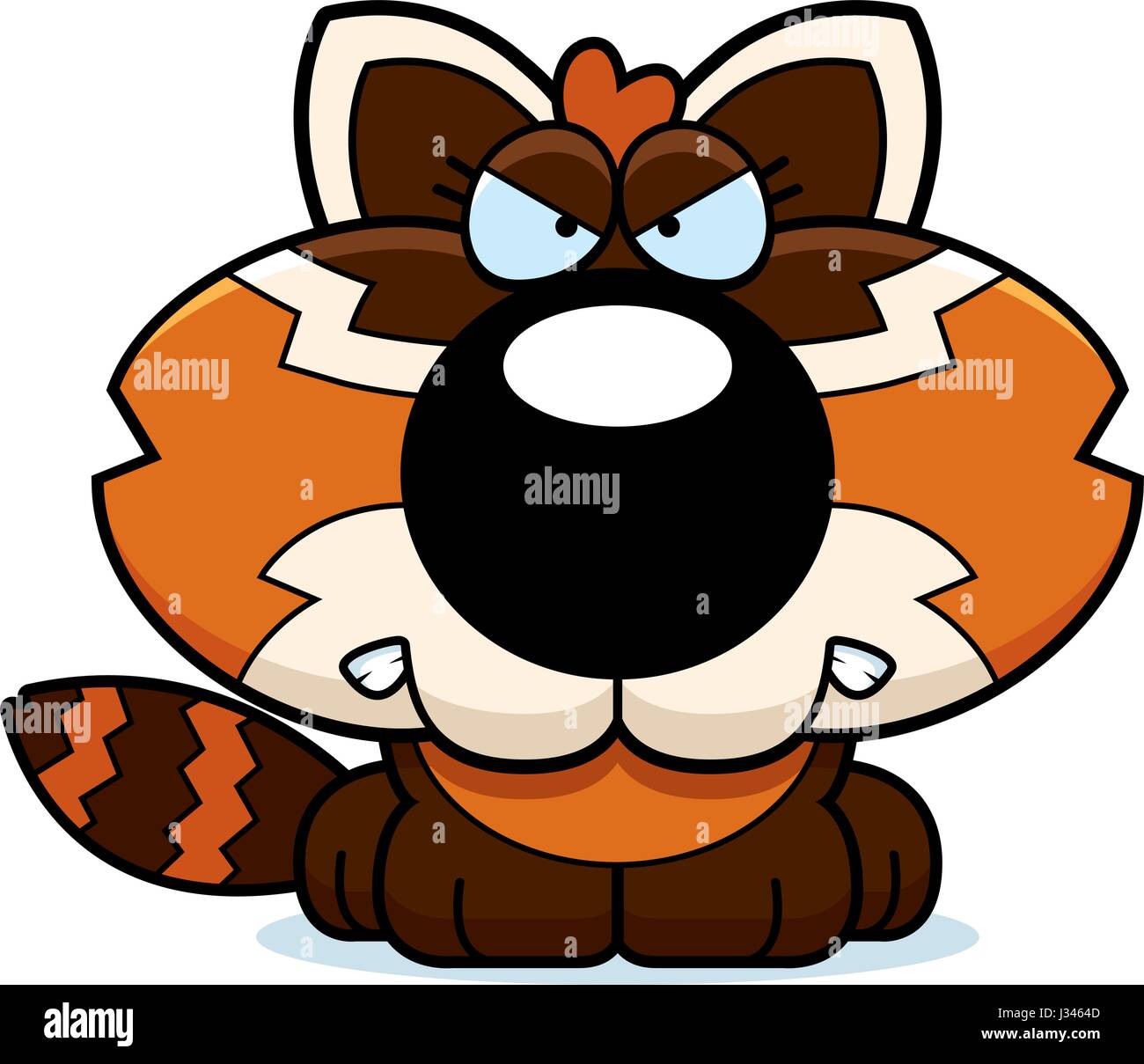 A cartoon illustration of a red panda with an angry expression. Stock Vector