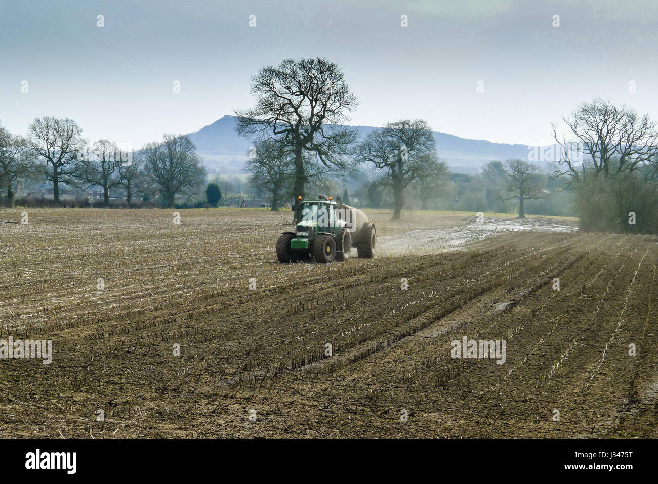 Farming with Bosley Cloud in the background Stock Photo