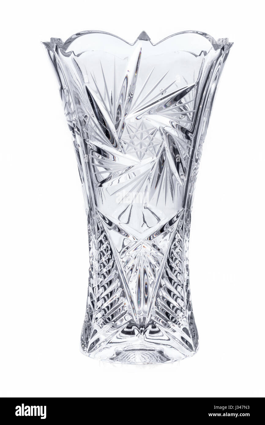 Crystal glass vase isolated on a white background Stock Photo - Alamy