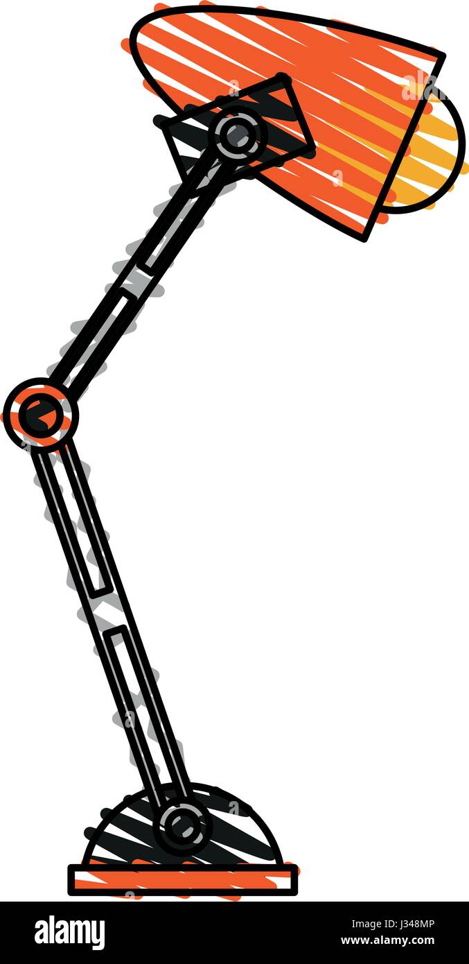 color crayon stripe image cartoon desk lamp with light bulb Stock