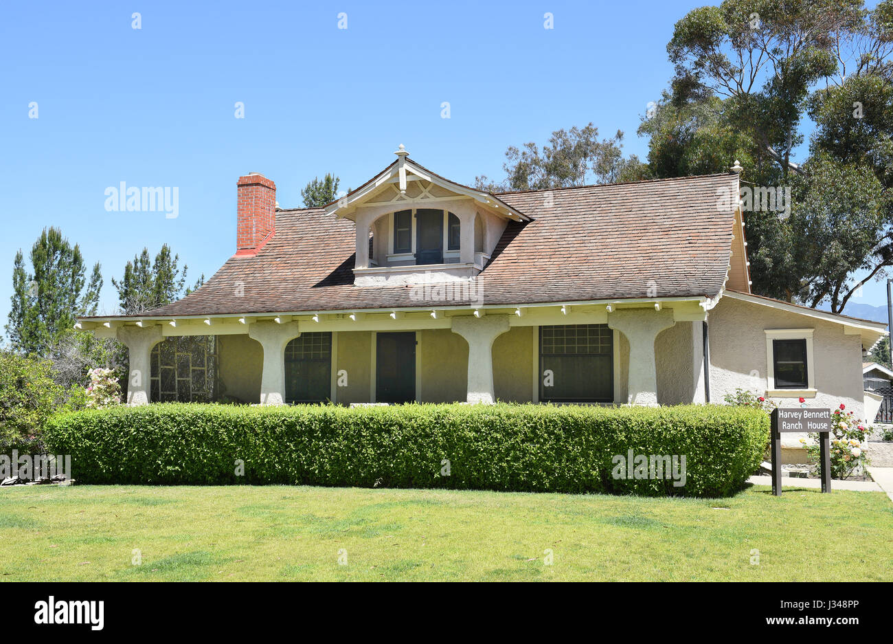 LAKE FOREST, CA - APRIL 14, 2017: Heritage Hill Historical Park. The Harvey Bennett Ranch House are is of the historic buildings from the El Toro / Sa Stock Photo