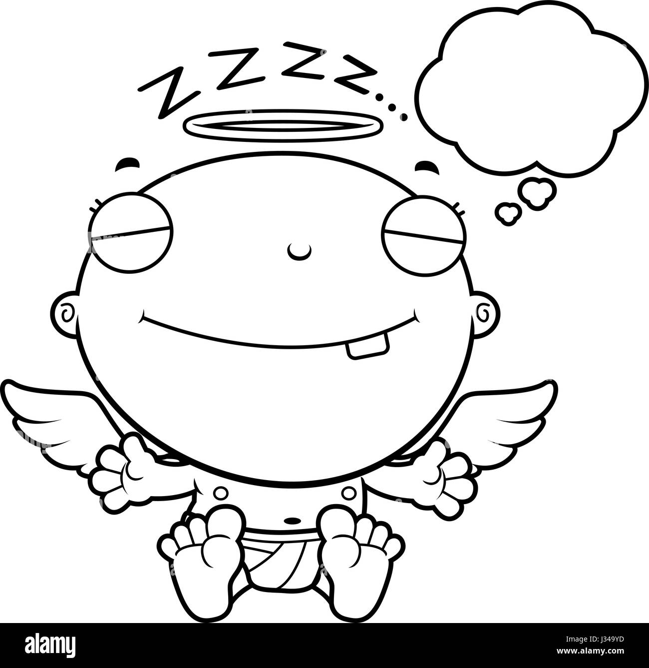 A cartoon illustration of a baby angel dreaming Stock Vector Image & Art Alamy
