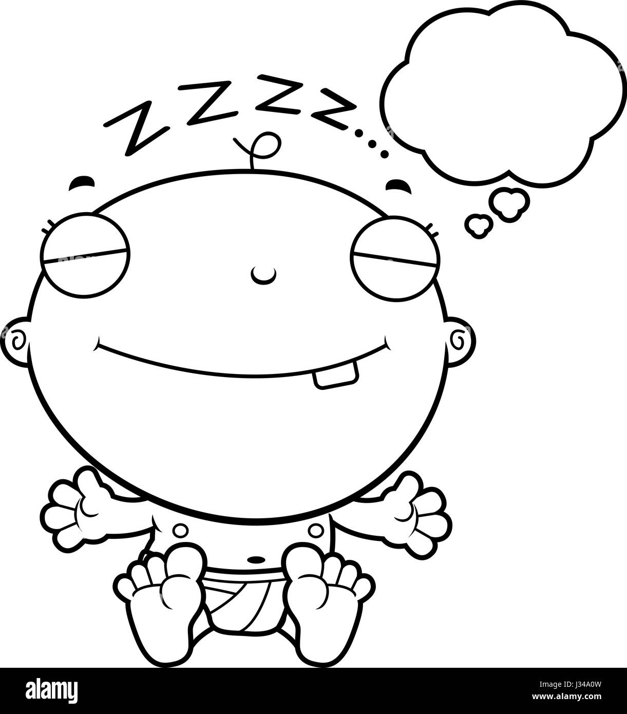 A Cartoon Illustration Of A Baby Boy Dreaming Stock Vector Image Art
