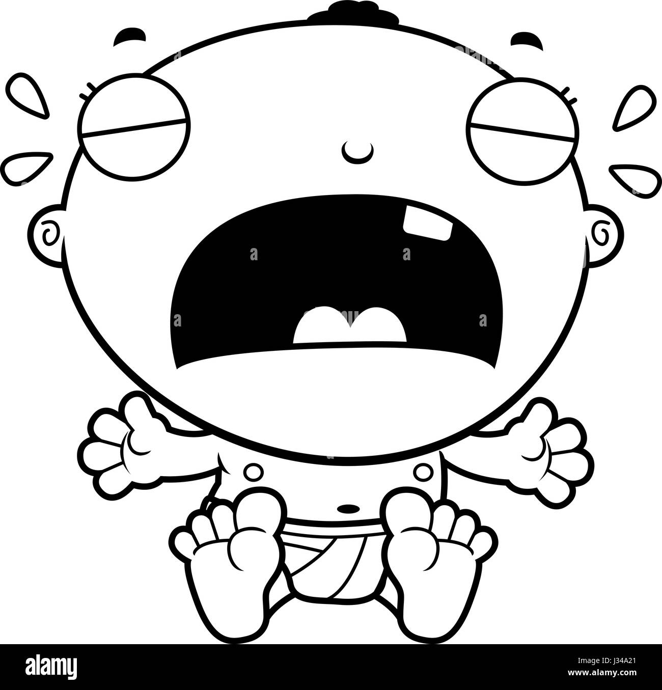 A cartoon illustration of a baby boy crying. Stock Vector