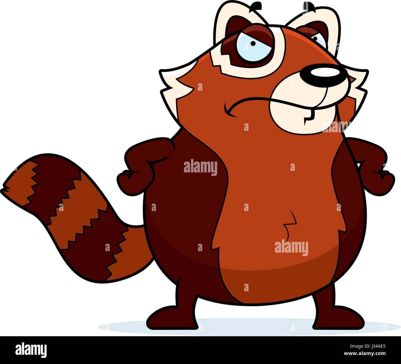 A cartoon illustration of a red panda with an angry expression. Stock Vector