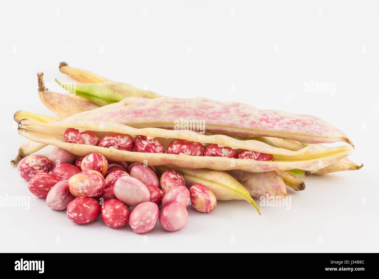 Unripe common beans (Phaseolus vulgaris) isolated in white background Stock Photo