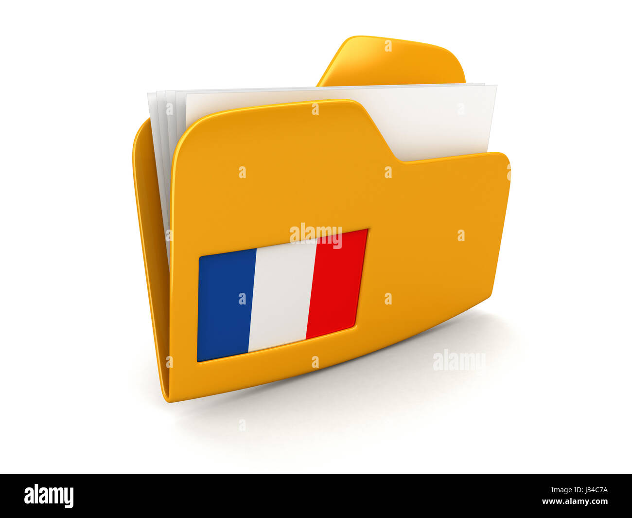 folder and lists with French Flag. Image with clipping path Stock Photo
