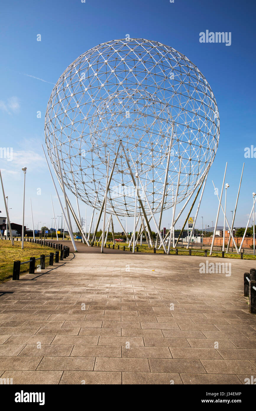RISE sculpture in Belfast, Wolfgang Buttress Artwork locally known as the  Balls on the Falls, The Westicles, or the Testes on the Westes Stock Photo  - Alamy