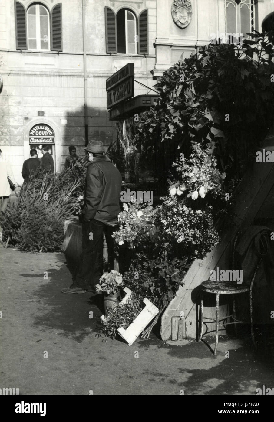 A flower shop, Rome, Italy 1950 Stock Photo Alamy
